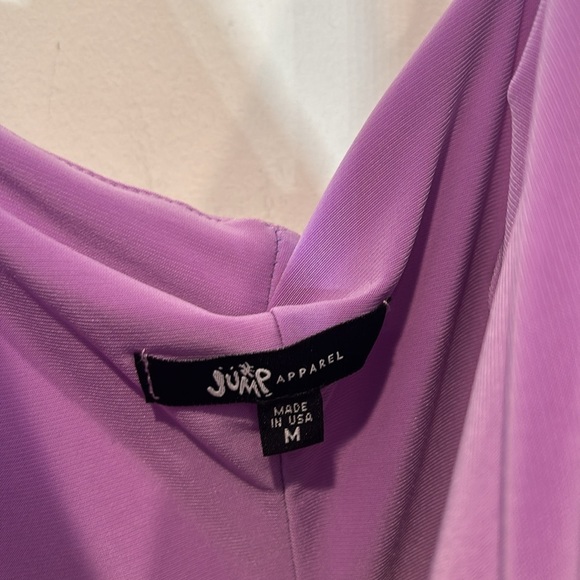 Jump Spaghetti-Strap V Neck Ruched lavender Knit Mini Bodycon Dress medium nwot - Picture 3 of 5